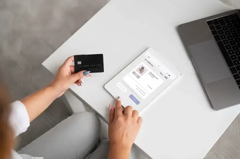 Woman using digital banking on a tablet